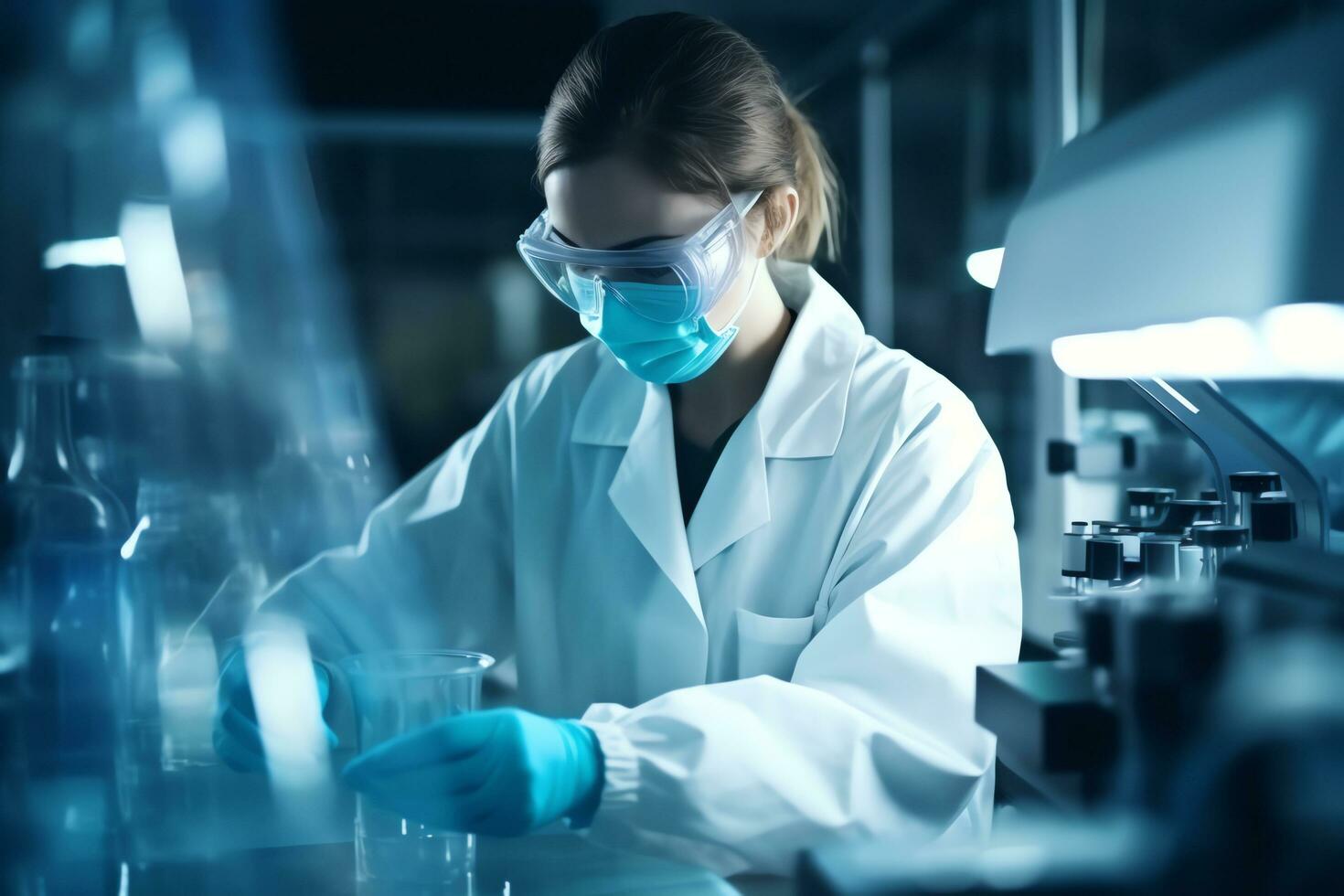 Professional health care researchers scientist working in medical science laboratory, AI Generated photo
