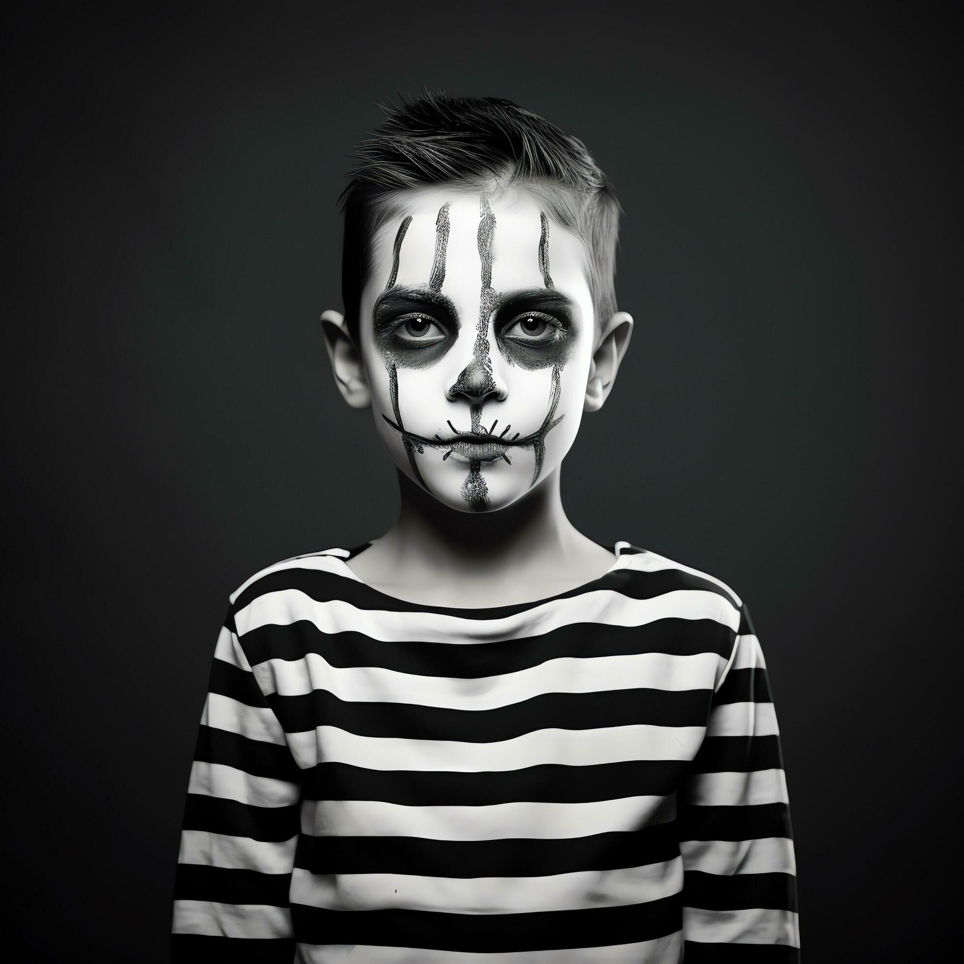 Happy halloween kid concept, a boy wearing halloween costume, AI