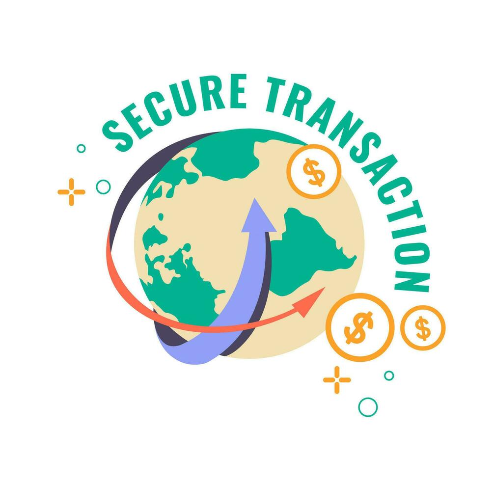 Secure transaction, financial business dealings vector