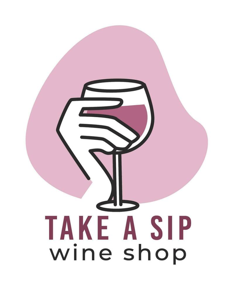 Take a sip, wine shop tasting and degustation vector