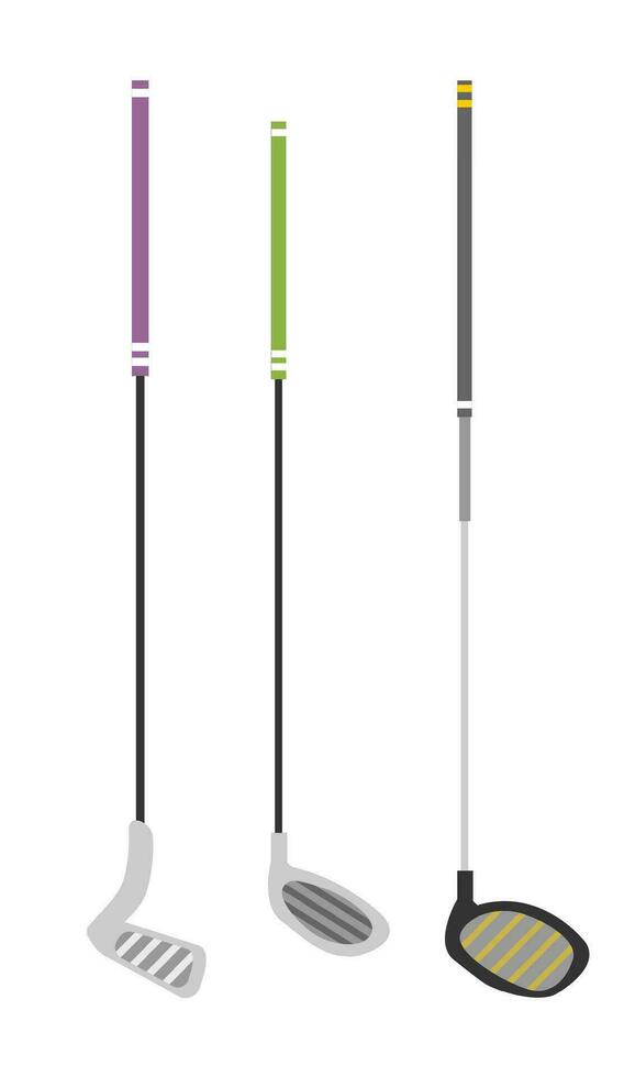 Golf clubs types, hitting at different distances vector