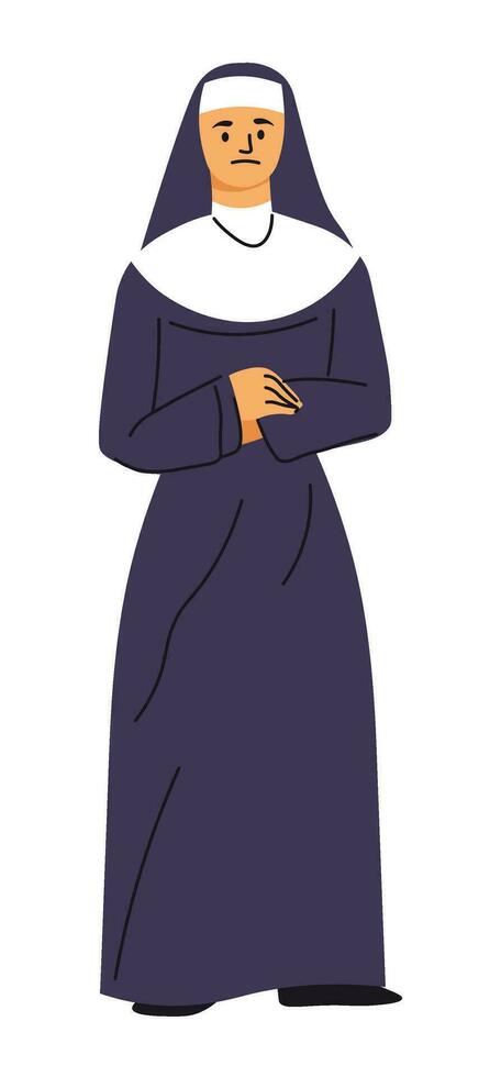 Halloween costume of nun, woman in dress vector