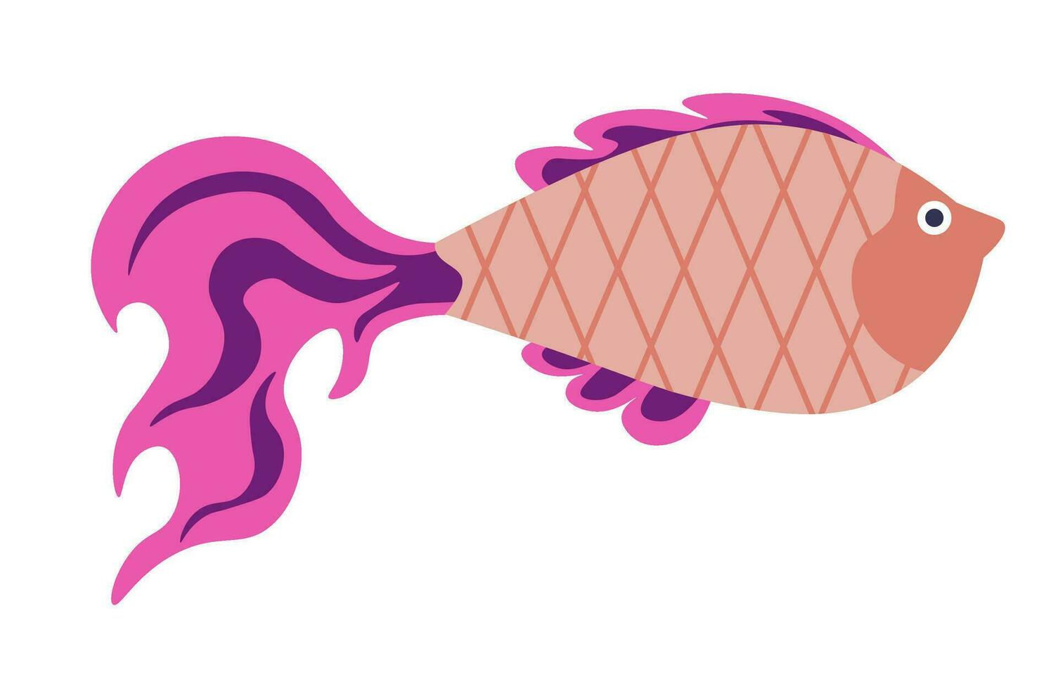 rosado pescado con largo cola, acuático animal vector