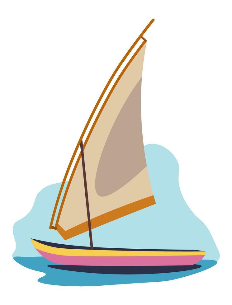 Ecotour and vacation, sailing boat on sea water vector