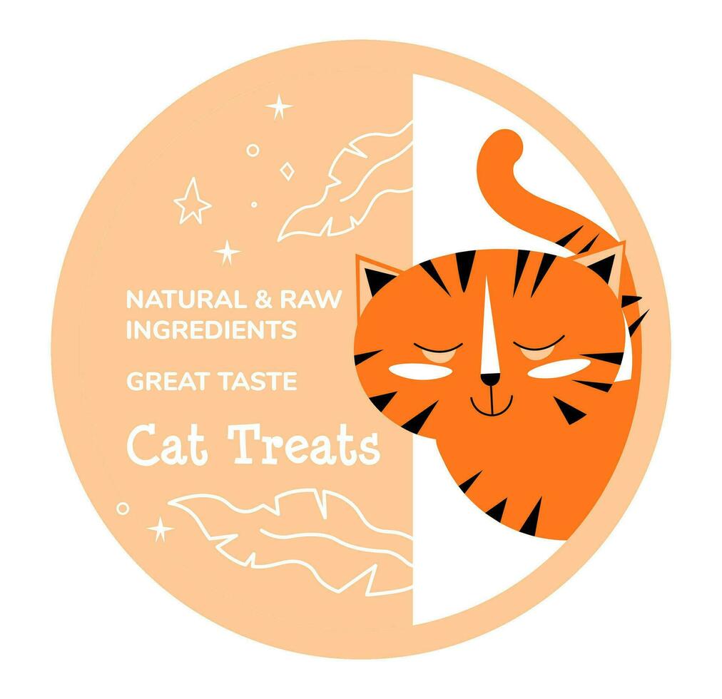 Natural raw ingredients great taste cat treats vector