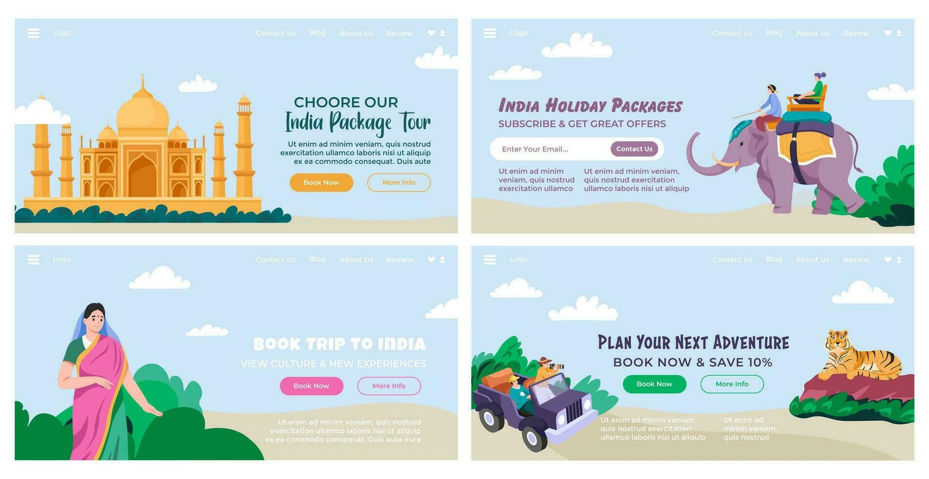 Web banner set with india travel tour package ad vector