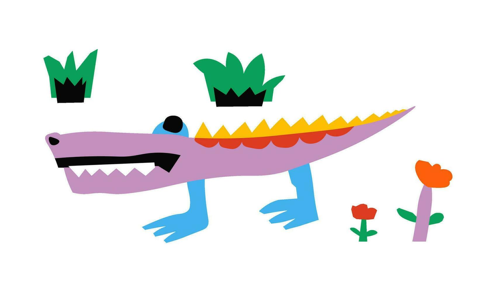 Paper craft or drawing of alligator, artworks vector