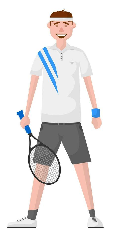 tenis jugador con raqueta, deportista en uniforme vector