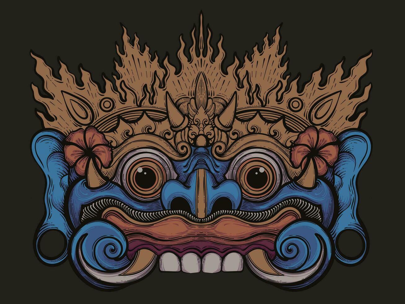 Traditional Balinese Mask illustration vector