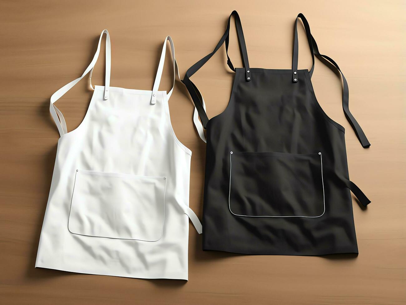 Mockup of blank empty black and white apron, for shop branding identity,AI Generated photo