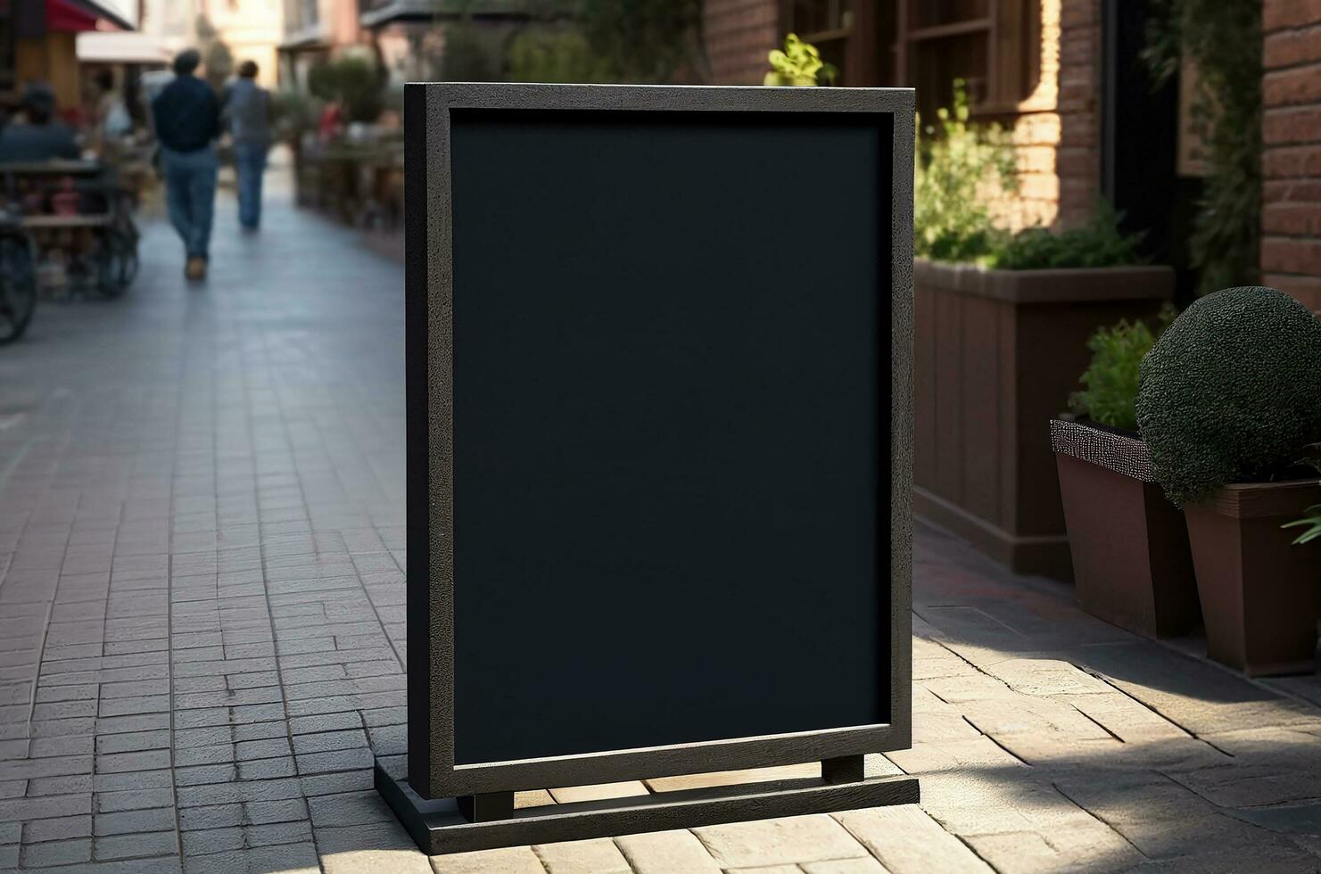 negro blanco letrero burlarse de arriba calle Tienda o empresa en muro, cartelera plantilla, ai generado foto