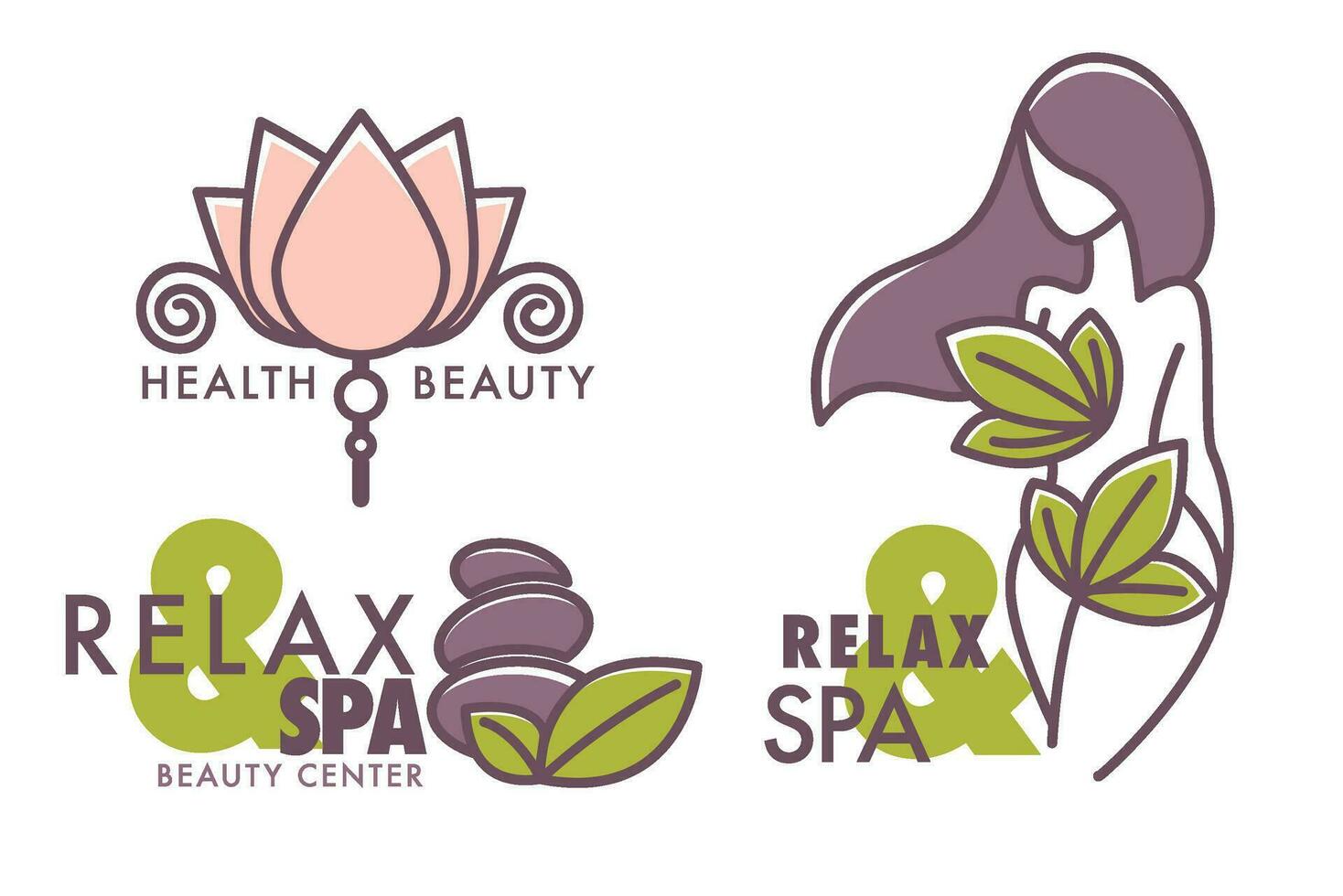 Health and beauty, relax and spa salon labels vector