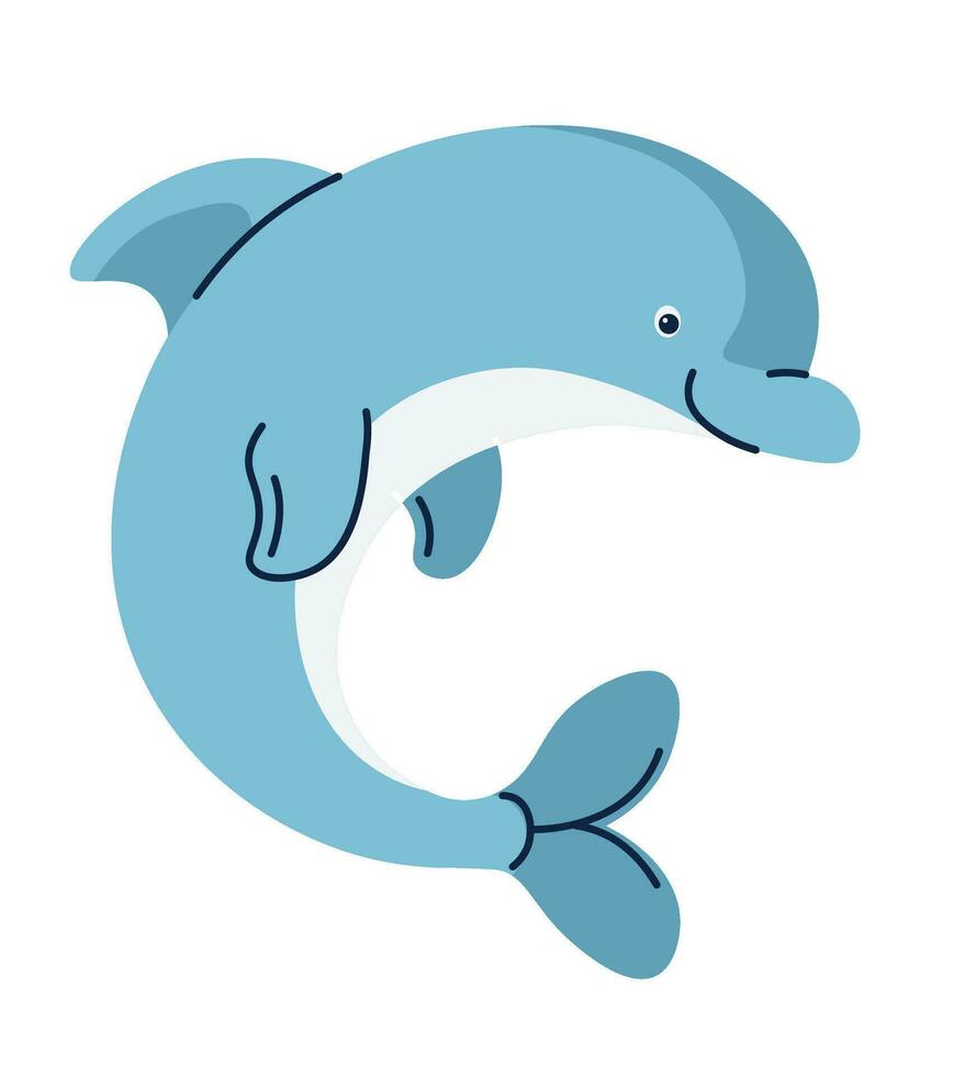 Dolphin smart underwater mammal, aquatic fauna vector