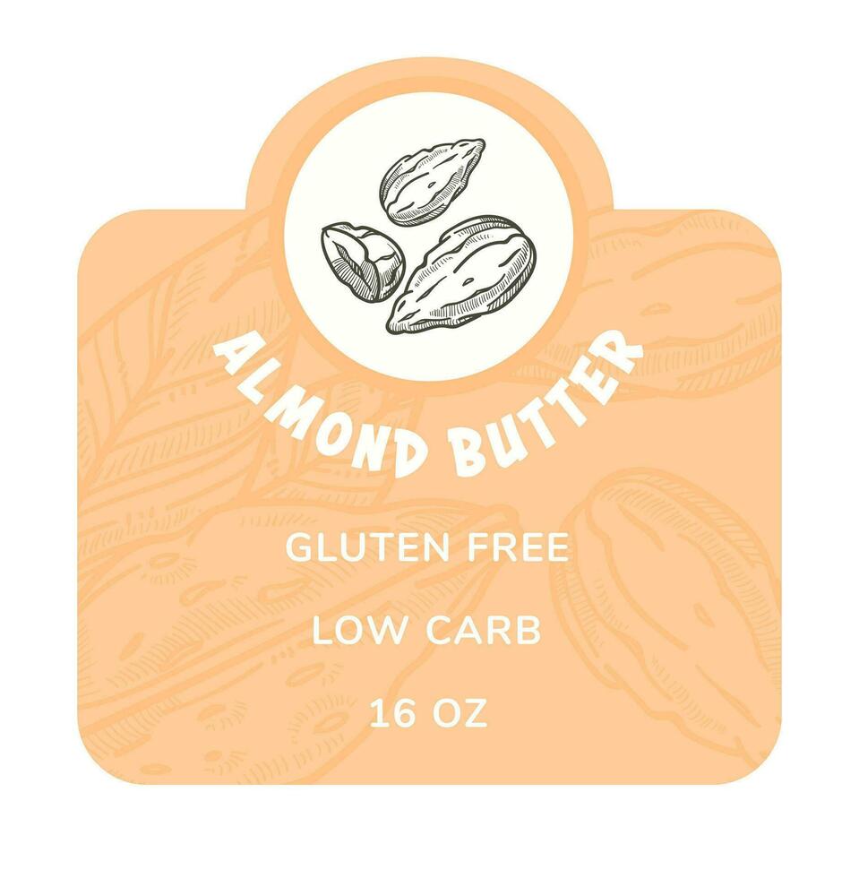 Almond butter gluten free non gmo product, label vector