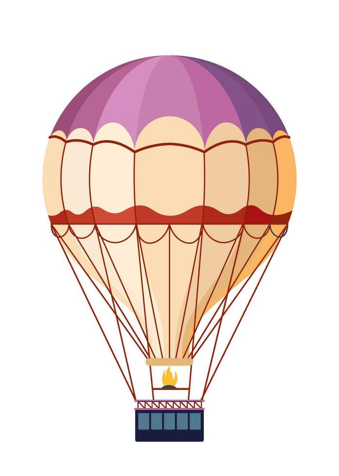 Retro hot air balloon with fire and cabin vector