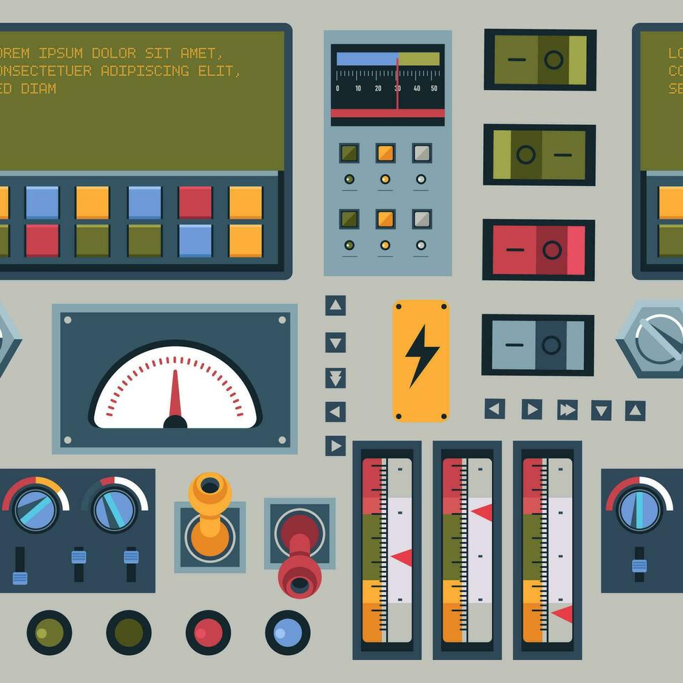 Control panel of machinery or system, vectors
