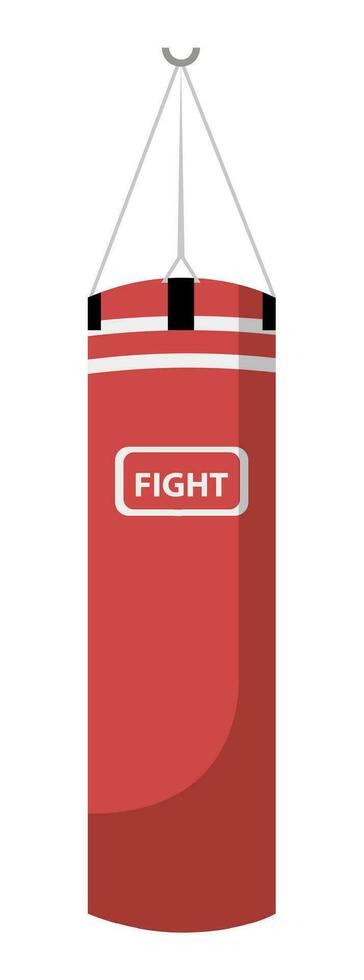 Fighting bag on thread, boxing sports equipment vector