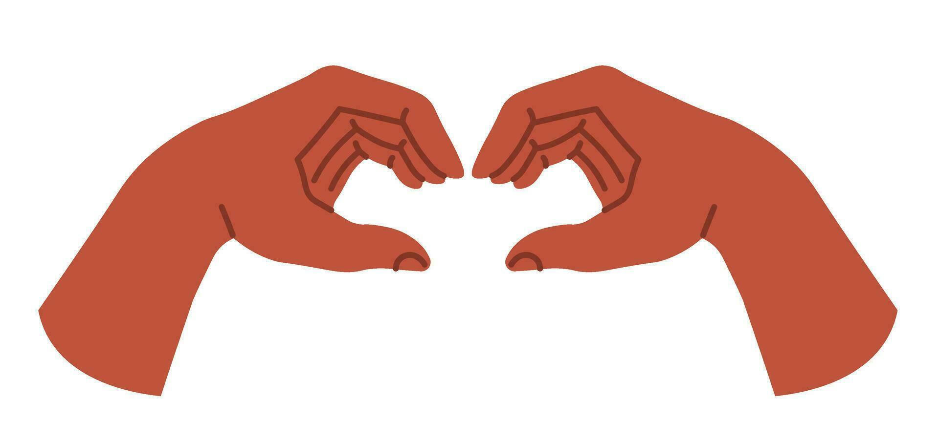 Hands forming heart gesture with fingers, vector