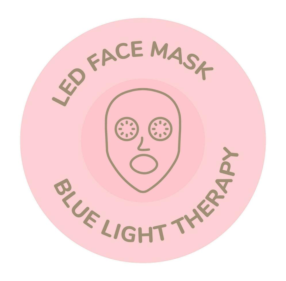 Led face mask, blue light therapy treatment vector