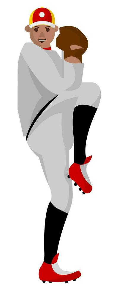 Baseball player during game, man playing on field vector