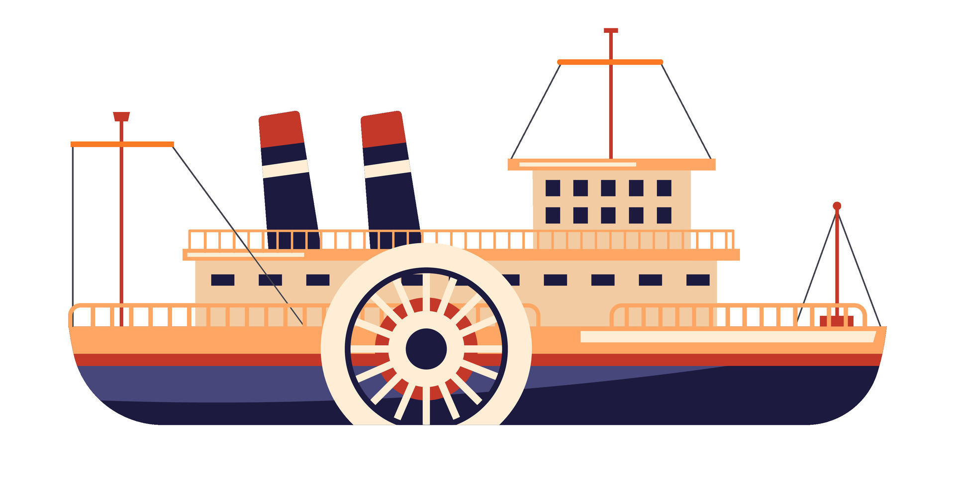 Retro steam ship or steamer, vessel transport 33334739 Vector Art at