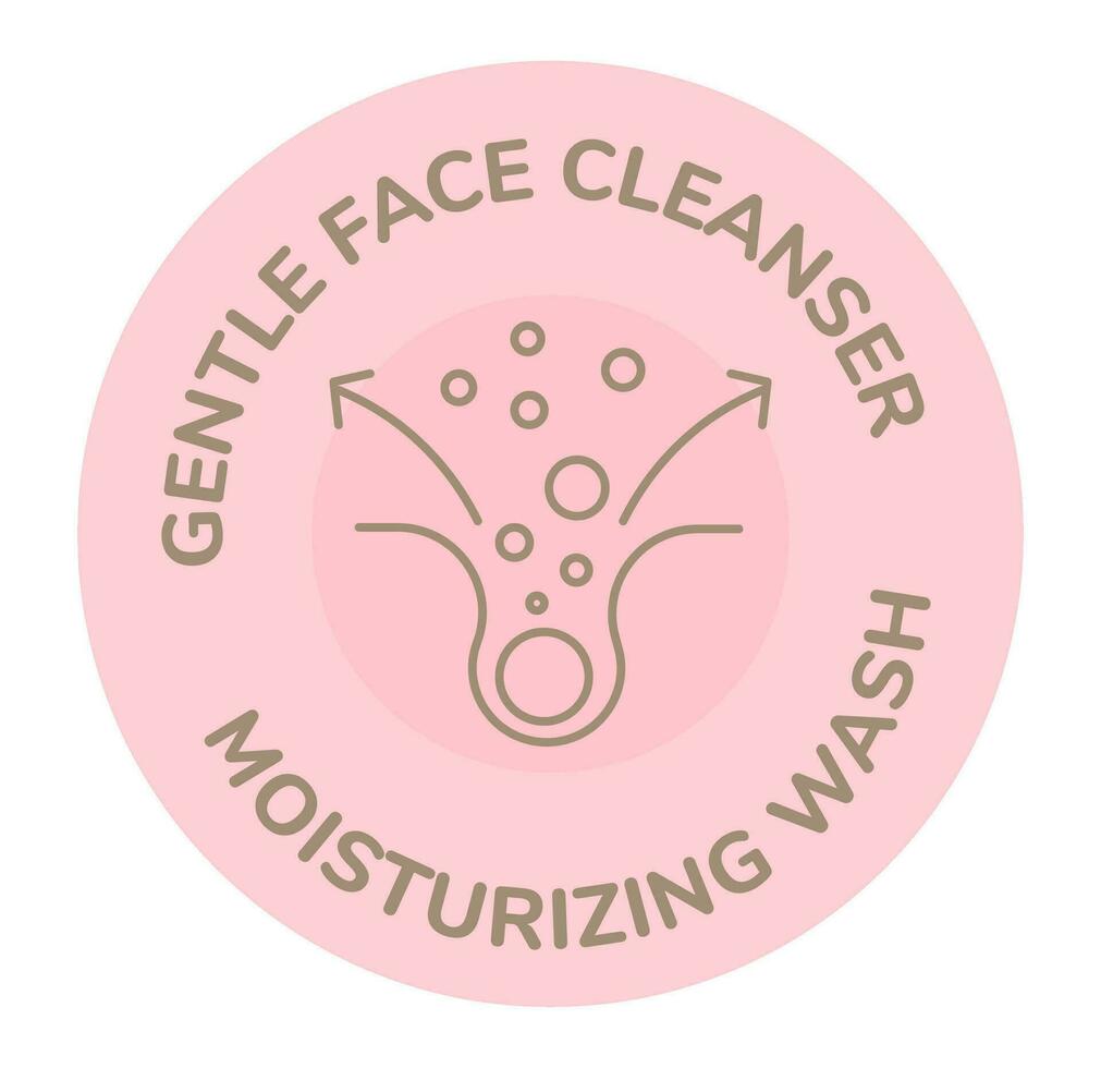 Gentle face cleanser, moisturizing wash label vector