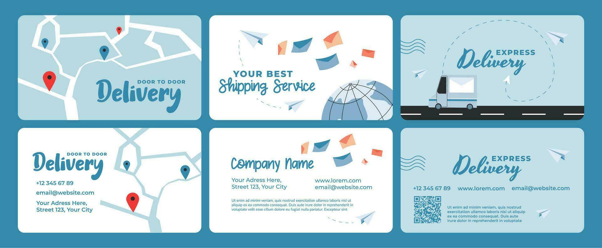 Business card design set for delivery service vector