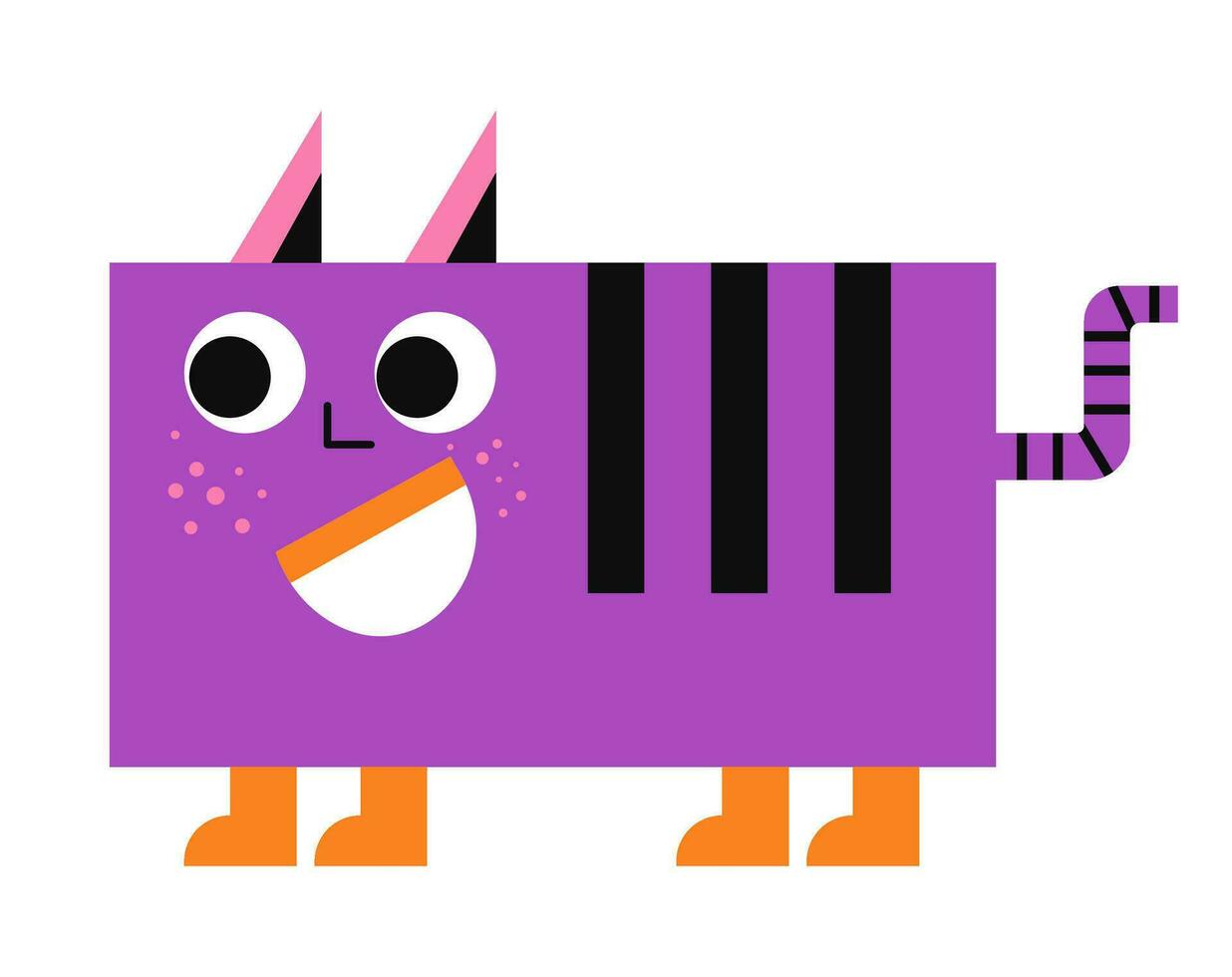 Cat personage in shape of rectangle, smiling kitty vector
