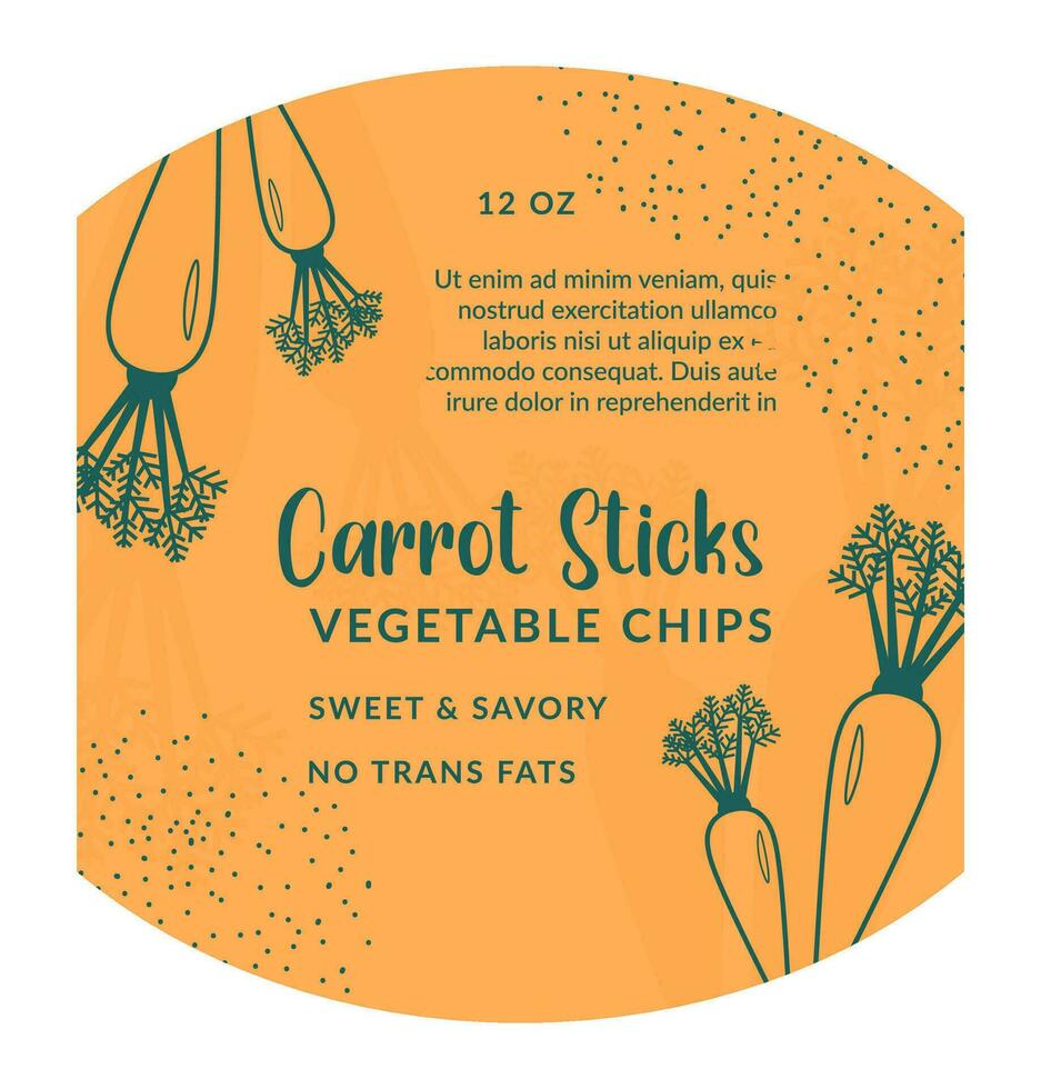 Carrot sticks vegetable chips, sweet and savory vector