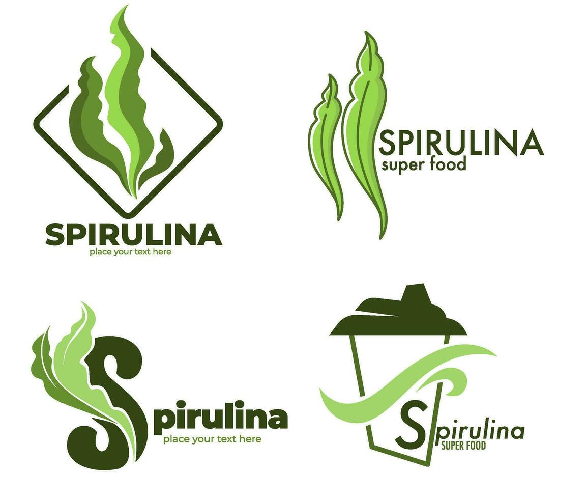 Spirulina super food, organic meal supplement vector