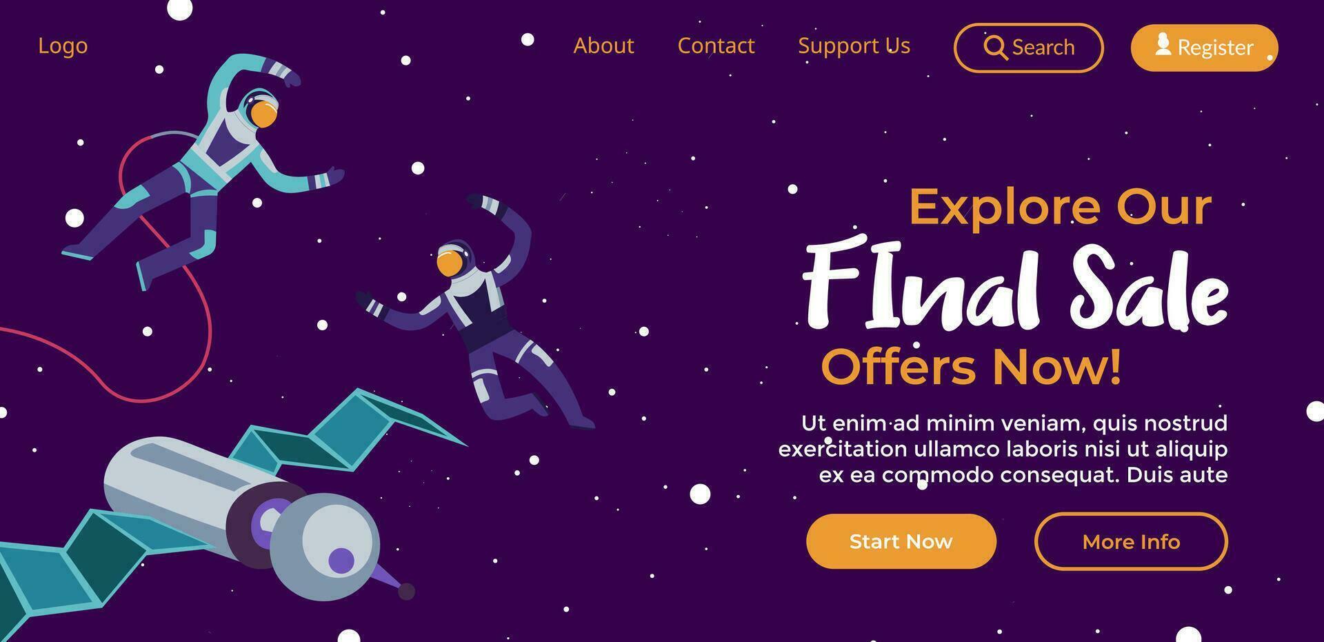 Explore our final sale, offers now website page vector