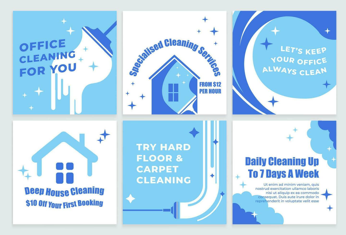 Social media web post set for cleaning company vector