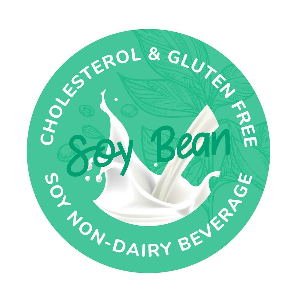 Soy bean cholesterol gluten free, non dairy drink vector