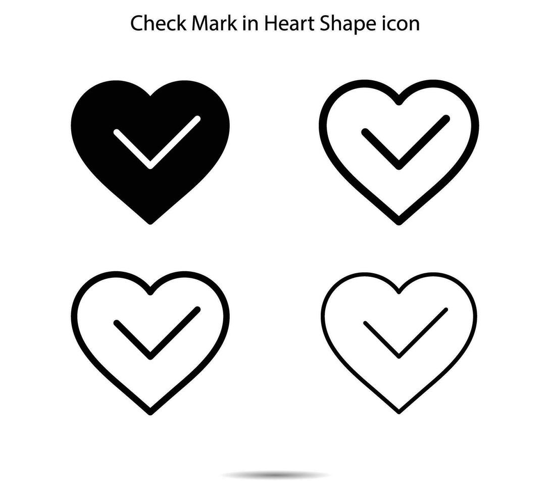 Check Mark in Heart Shape icon vector