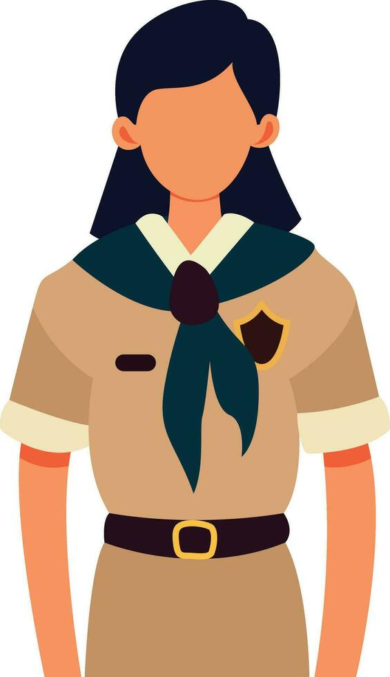 Girl scout flat style vector illustration, Brownie Guide, Girl Guide or Girl Scout, Ranger Guide flat style stock vector image