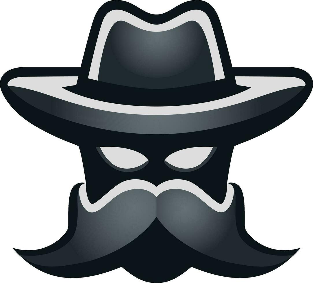 web browser incognito mode icon symbol logo vector clip art, detective with a hat and mustache vector image , secret service logo stock vector