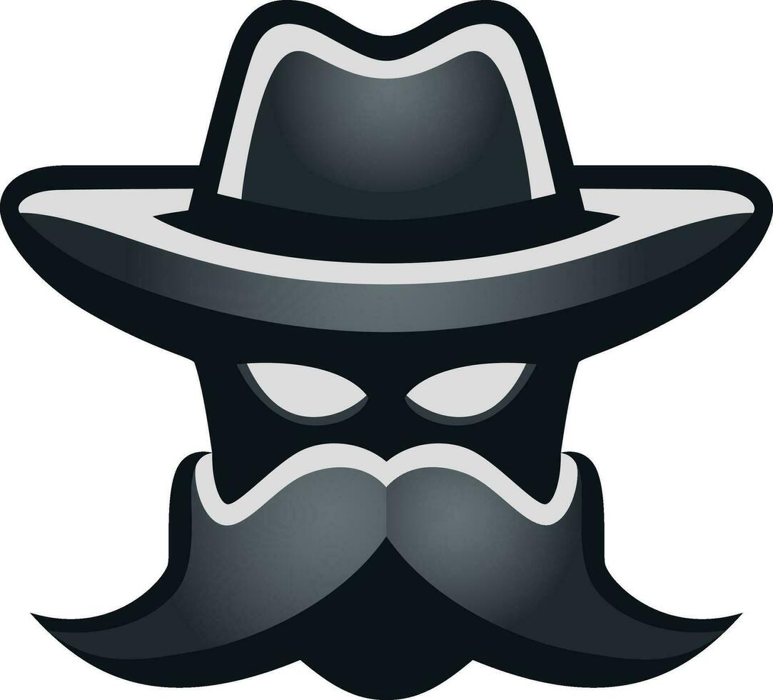 web navegador incógnito modo icono símbolo logo vector acortar arte, detective con un sombrero y Bigote vector imagen , secreto Servicio logo valores vector