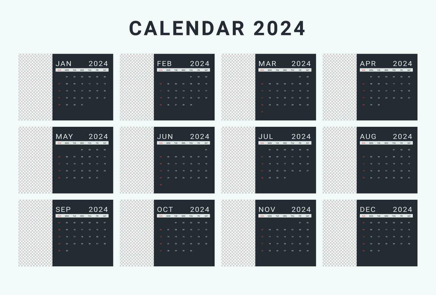 Vector calendar 2024 template design 33335119 Vector Art at Vecteezy