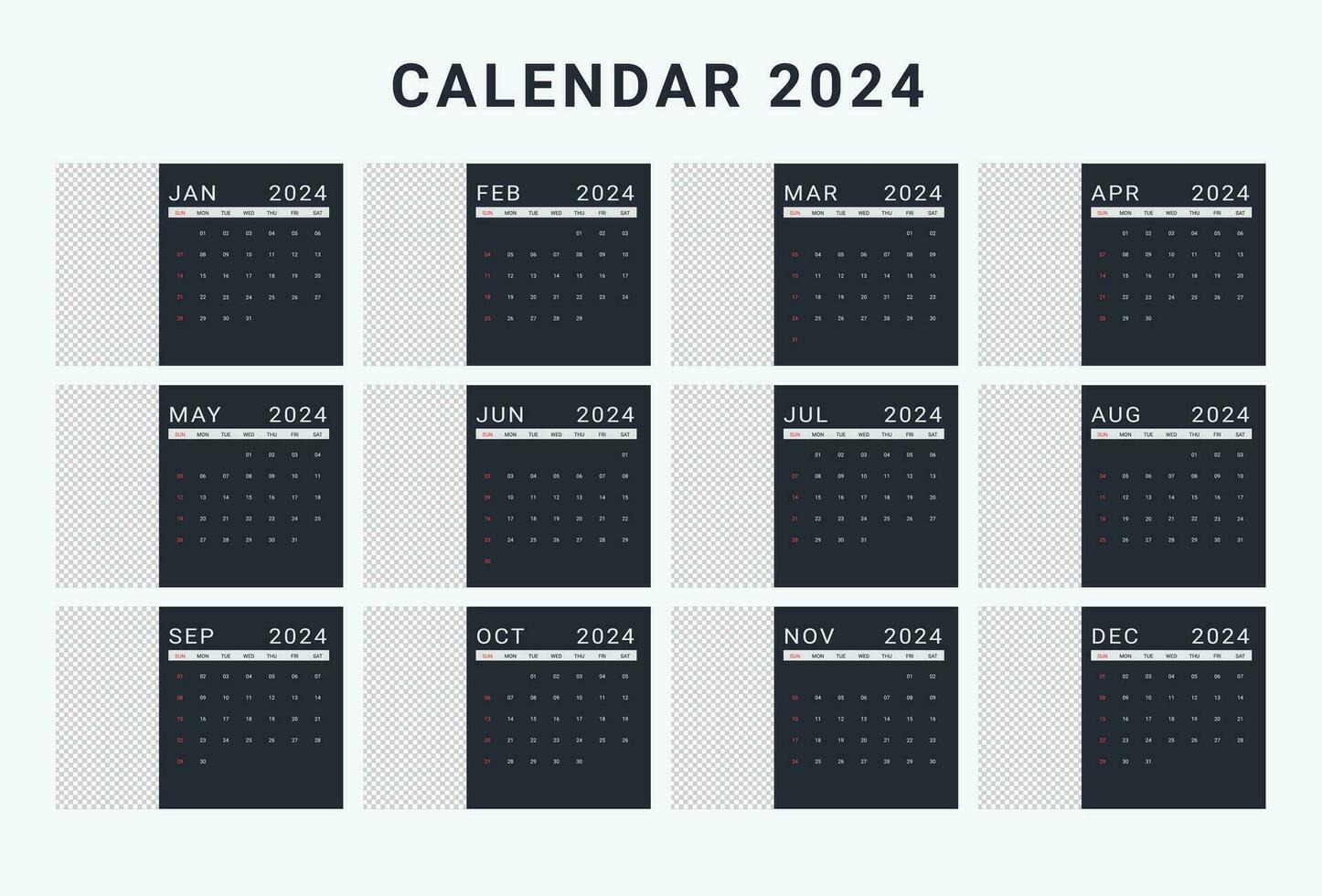 Vector calendar 2024 template design