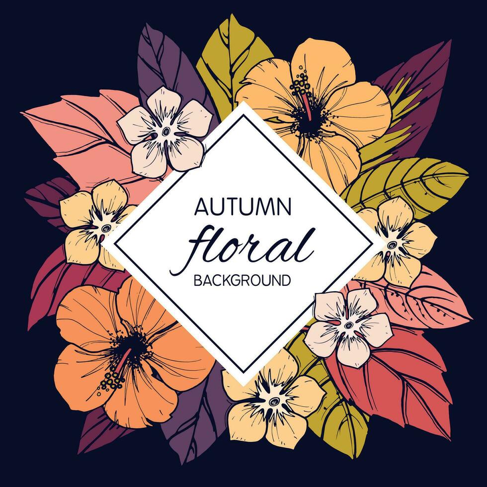 autumn floral card and banner design vector