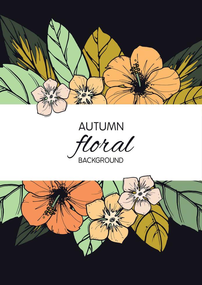 Autumn floral card, banner  or poster design vector