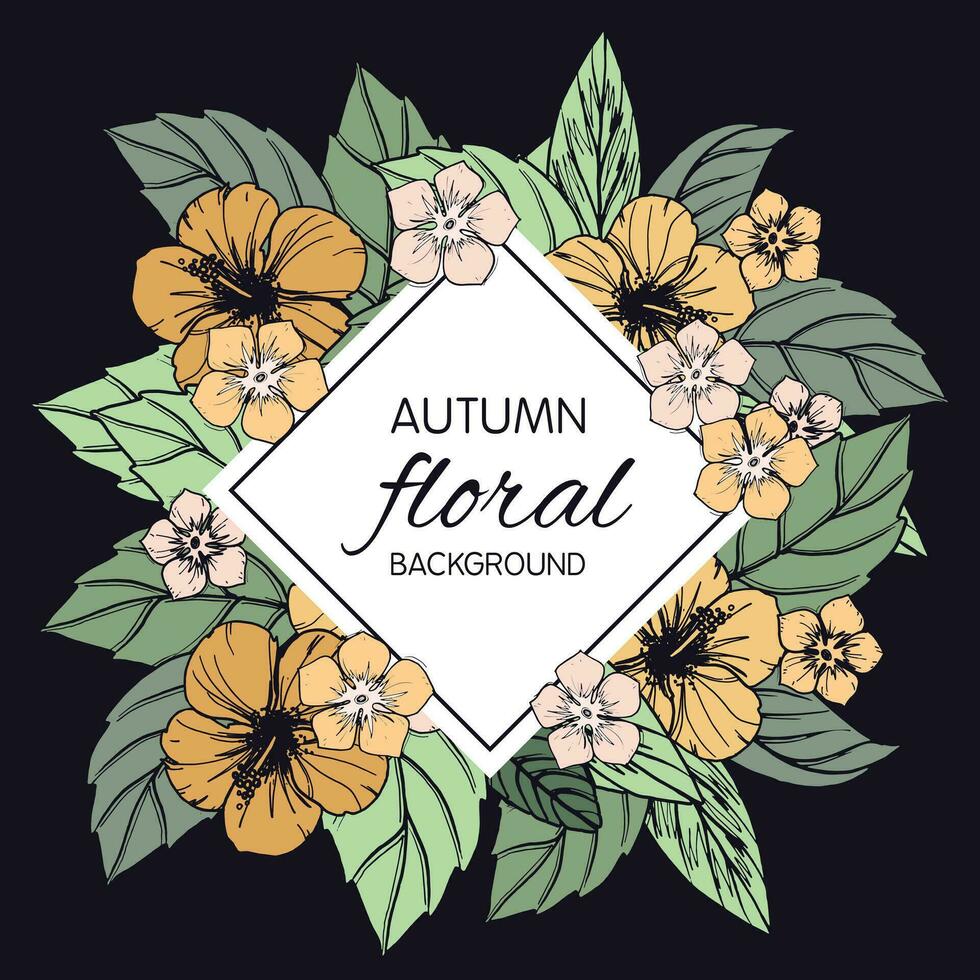 otoño floral tarjeta, bandera o póster diseño vector