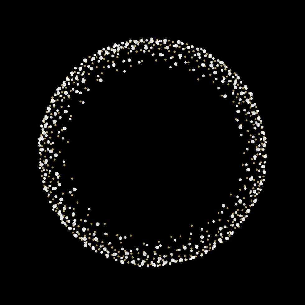 golden confetti circle on black background vector