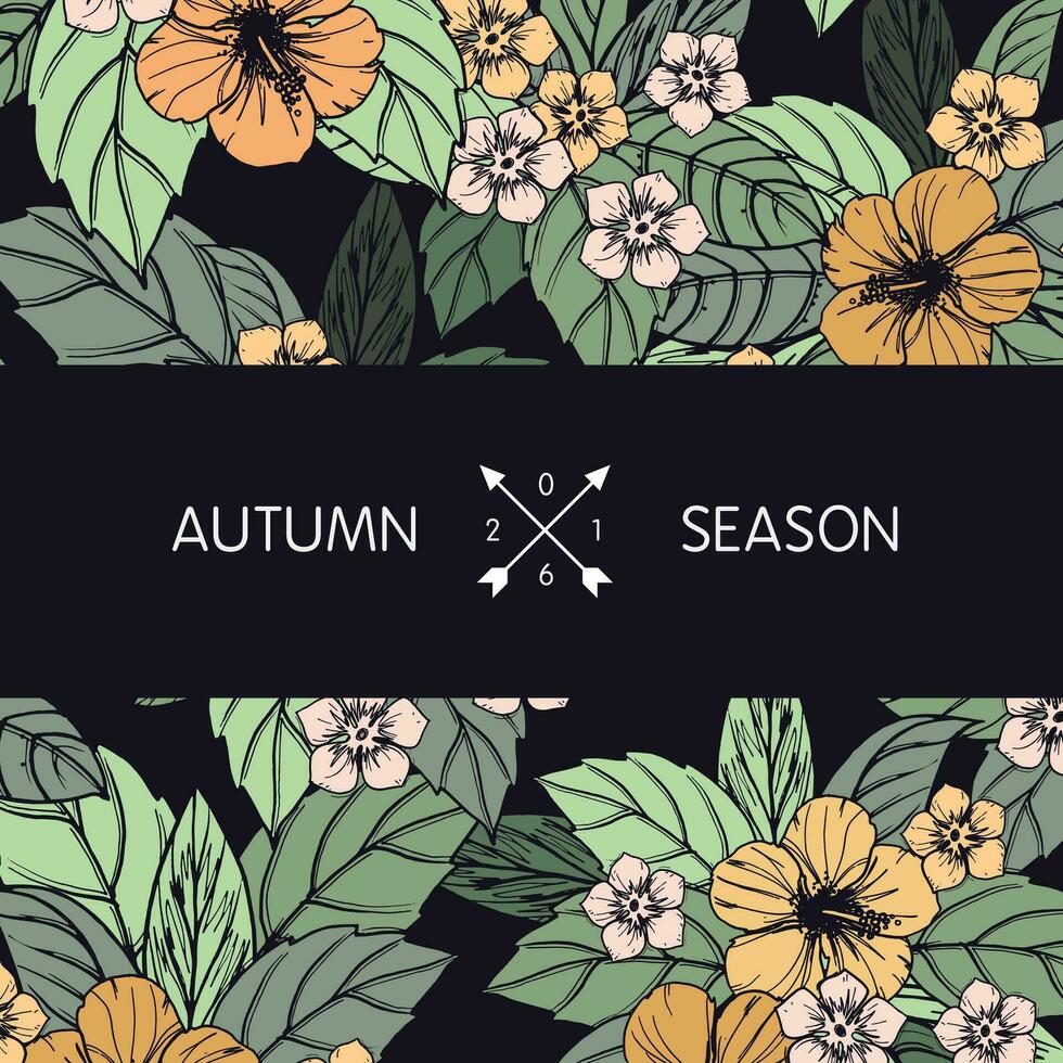 Autumn floral card, banner  or poster design vector