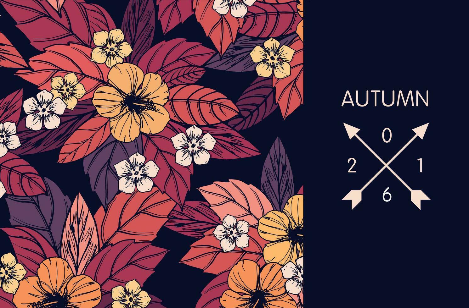 autumn floral card and banner design vector