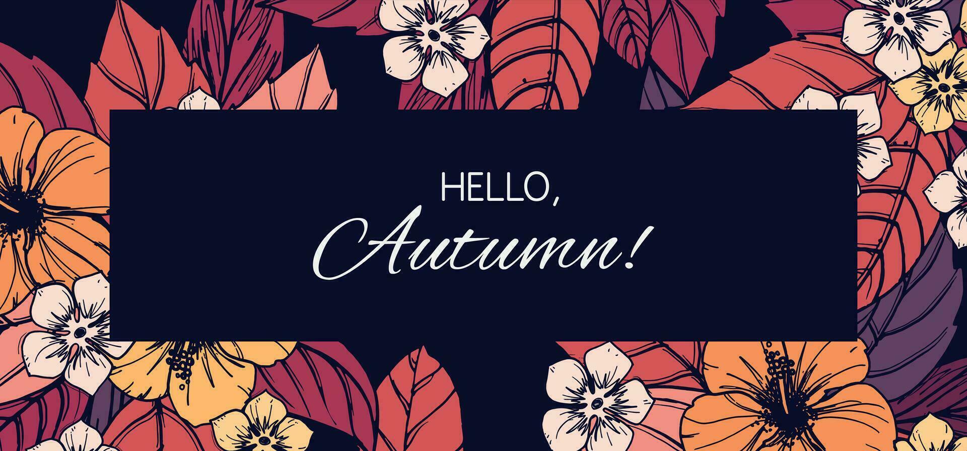 autumn floral card and banner design vector