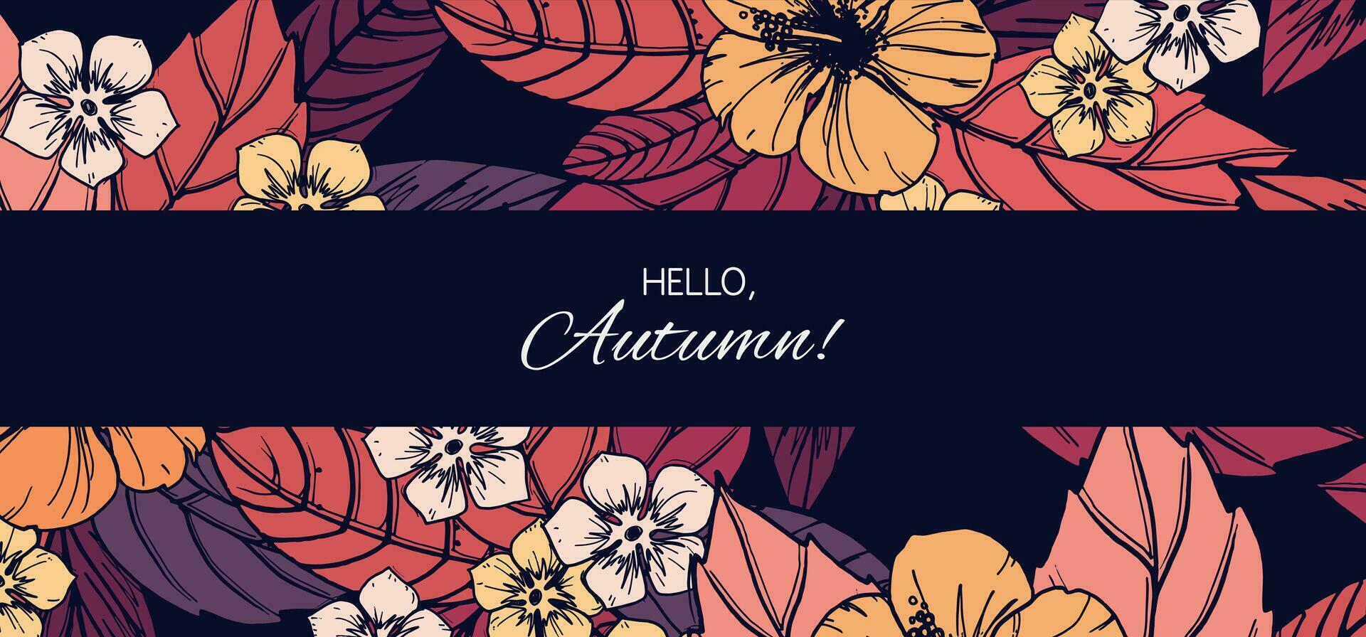 autumn floral card and banner design vector