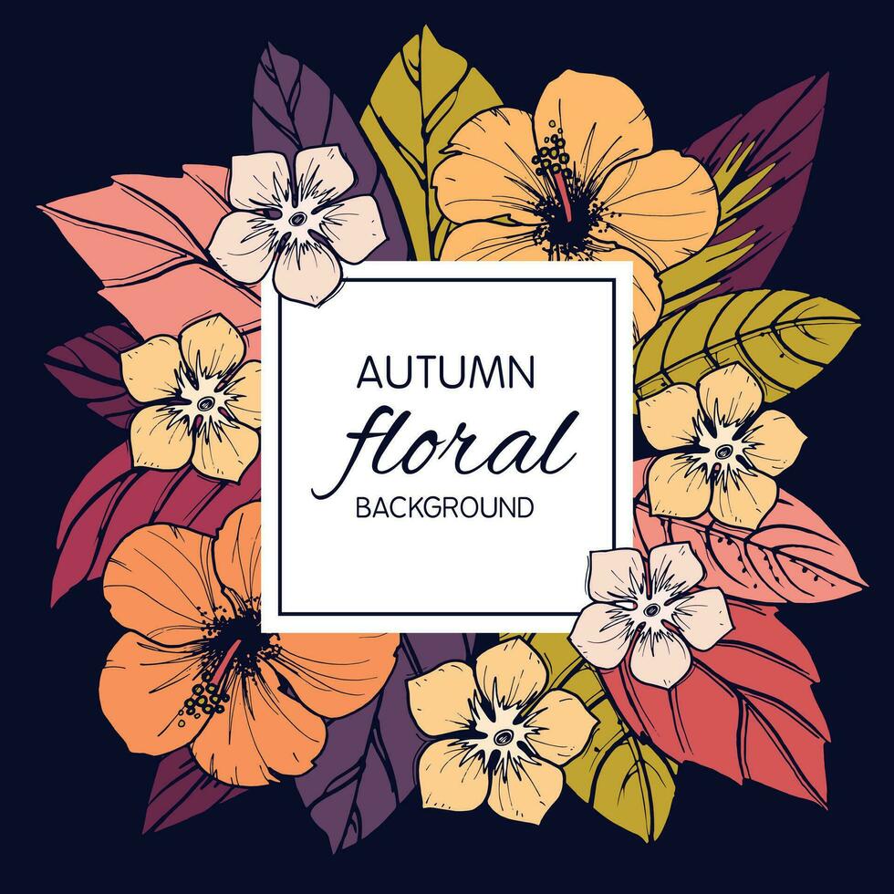 otoño floral tarjeta y bandera diseño vector