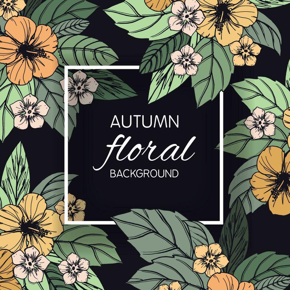 Autumn floral card, banner  or poster design vector