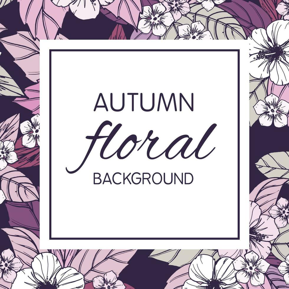 Autumn floral card, banner  or poster design vector